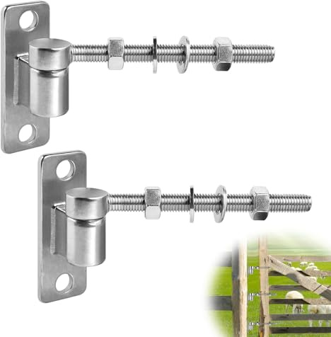 SUPAWAY 2er Torband mit Befestigungsplatte Set M12×150mm Gartentorscharnier | Verstellbar Weidetorscharniere 304 Edelstahl Gartentorscharniere für Bauernhof Tor, Gartentor, Zauntor, Holzzaun, Einfahrt