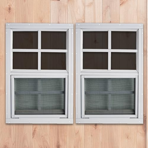 Shineforu 14 x 21 Shed Windows 2 Pack,Small Windows with Tempered Glass - Flush Mount | Ultimate Choice for Chicken Coop, Greenhouse, Garage, Playhouse