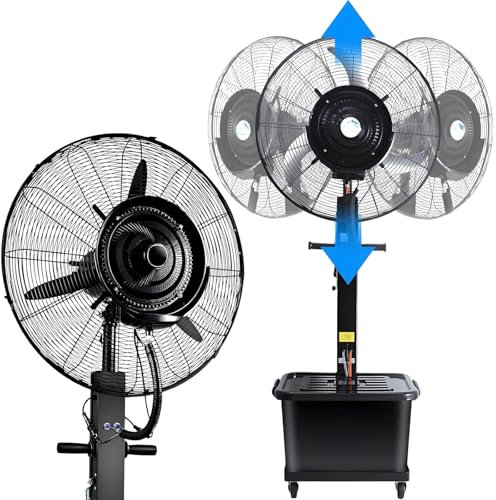 Ventilador Nebulizador Industrial De Pie 55/65/75cm, Ventilador De Pie Con 3 Velocidades, Enfriador De Aire Para Patio O Garaje Exterior(550mm)