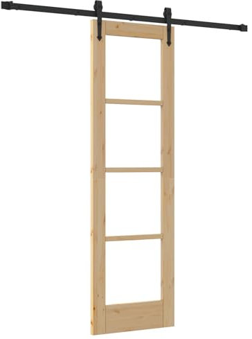 vidaXL Puerta Corredera 61 x 198,5 cm Madera de pino maciza y vidrio