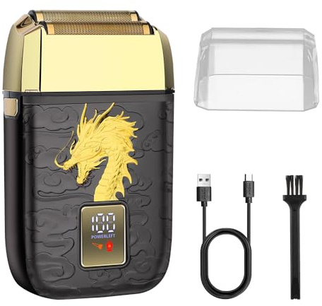 HIENA PRO Rasoio a batteria per uomo, rasoio professionale di precisione per calvo, doppio lobo con LED, rasoio elettrico, ricarica USB, regali per uomini
