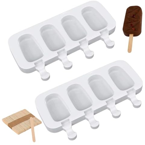 2 Stück: Eisformen. Silikon-Eisformen mit 100 Eisstielen. Wiederverwendbare, BPA-freie Eisformen, geeignet für hausgemachte Desserts und selbstgemachtes Eis.