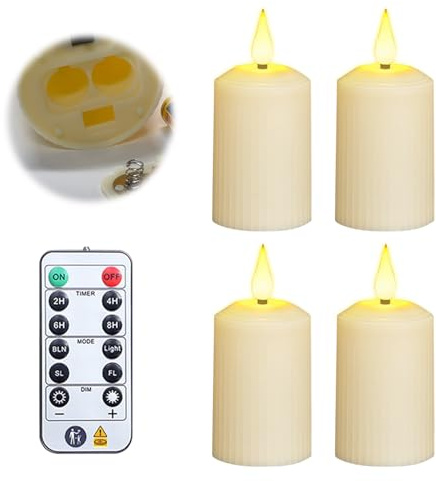 WIYETY Beige LED Kerzen: 4er Set Fernbedienung Kerzen, Beige LED Kerzen für Advent, für Kirchen & Weihnachten