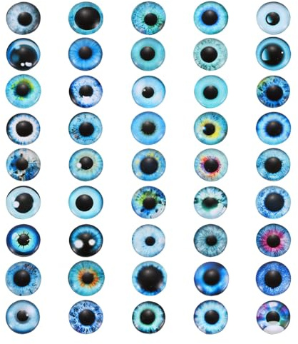 PATIKIL 6mm Dragon Eyes, 100 Pcs Glass Cabochon Mixed Style Animal Realistic Eye for Clay Doll Making Crafts DIY Findings Jewelry Making, Blue Tone
