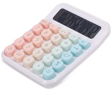 LOLIPPYY Calculadora Básica De Funciones Mecánicas para Escritorio, Tamaño Pequeño, Plástico Resistente, Color Degradado Multicolor, Portátil para Oficina y Escuela