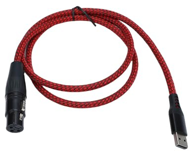 Yanmis XLR-zu-USB-Mikrofon-Konverterkabel, USB-zu-XLR-Adapter, Weibliches Mikrofonkabel, Plug-and-Play-High-Gain-Chip für Dynamische Mikrofone (2m)