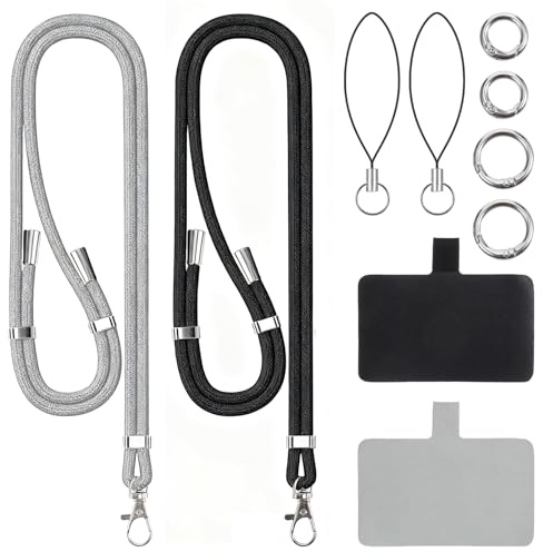 Lot de 2 cordons antivol pour téléphone portable - Réglable et confortable - Avec boucles en acier inoxydable - Pour tour de cou, voyage, extérieur, la plupart des smartphones