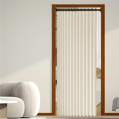 Magnetischer Türvorhang für Schrank 114 x 200 cm Wärme, Gegen Kälte, Schalldämmende, Kälteschutz Hitzeschutz Raumtrenner Vorhang für Tür Schrank Wohnzimmer, Beige