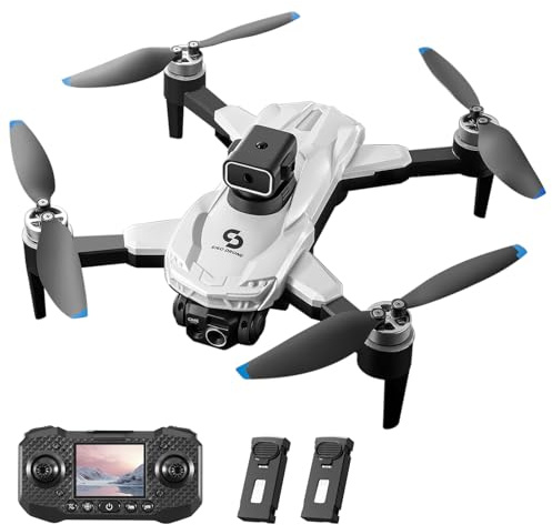 Kavolet Quadrocopter mit Bürstenlosem Motor mit Optischer Flusspositionierung und Dual-HD-, Faltbares -Flugzeug für Flugzeugfans Fernbedienung (Weiß #-2)