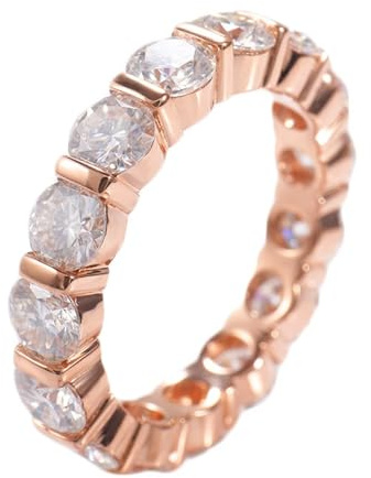 Tolldek Echt Goldschmuck 14 Karat Rotgold 585 Trauringe, Ewigkeit Verlobungsring mit Rundschliff Moissanit, 14K Rosegold Ring Allergiefrei, Gr.52 (16.6)