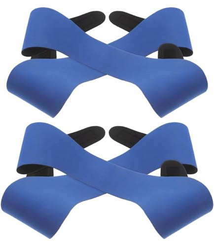 BUGUUYO 4pcs Adjustable Neoprene Ear Band for Swimming Blue Swim Ear Protector Headband with Flexible Coverage for Pool Beach Diving Shower Reusable Secure Fit for Adults