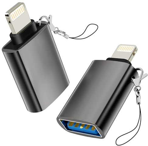 Zestiq Lightning auf USB Adapter 2-Pack, Lightning-Stecker auf USB-Buchse OTG-Kabel-Dongle für iPhone 14 13 12 11 Pro Max/iPad, USB-auf-Lightning-Adapter unterstützt USB-Stick, Kamera, Kartenleser