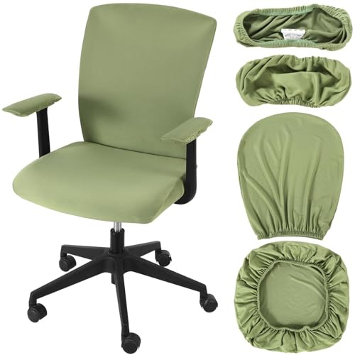 Dermalyx Set Di 4 Coprisedia Per Ufficio Protezione Universale Rivestimenti Elastici Per Sedile Poltrona Coperture Braccioli Imbottiture Schienale Per Sedia Girevole Verd