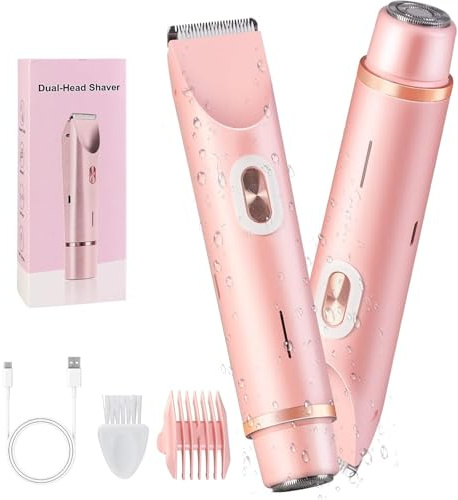 Electric Lady Shaver for Women, Bikini Trimmer Women 2-in-1 Wet and Dry, Rechargeable Pain-Free Razor Hair Trimmer for Women Legs, Body & Intimate Areas
