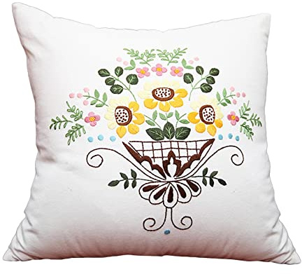 Gitohoni 1 Kit de Almohada de Bordado con Cojín Croché Tela Artesanía Gancho DIY Cubierta Hecha a Mano para Principiantes Adecuado para Decoración Oficin,