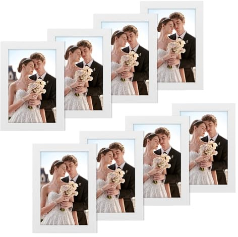 talifoca 8 Stück Bilderrahmen 10x15cm, Fotorahmen für 15x10 Fotos und Bilder, Holzbilderrahmen inklui Acrylglas und Rückwand, Photo Frame für Wand oder Tischaufsteller, Modern Rahmen