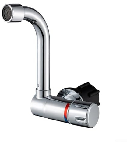Robinet de cuisine pour camping-car avec noyau de valve en cuivre pur et finition polie multicouche pour plus de durabilité