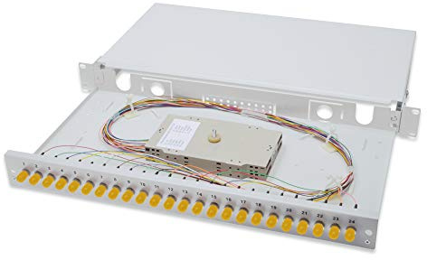 DIGITUS LWL Spleißbox 24 ST Kupplungen - OS2-1HE 19-Zoll - Single-Mode Simplex - Mit Spleiß-Kassette - Rack-Einbau
