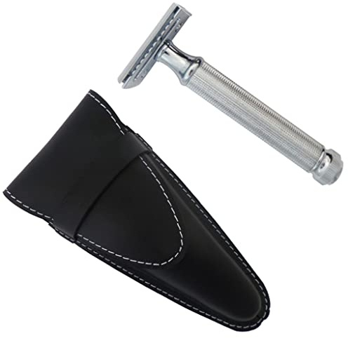 Rasierhobel geschlossener Kamm, Verchromt in Leder Etui - Castiles Original