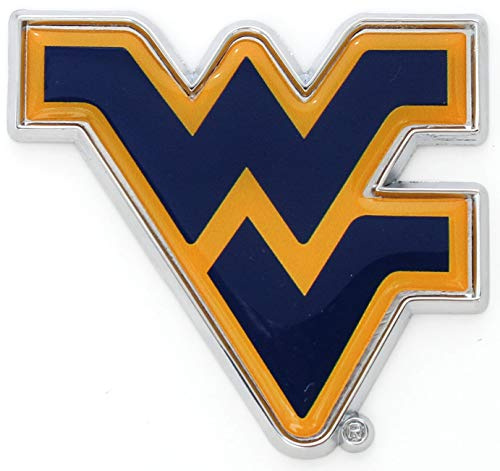 West Virginia WVU Mountaineers Metal Auto Emblem (Blue w/ Old Gold)
