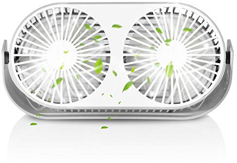 eecoo USB Desktop Fan, Mini Fan, Portable Dual-head Fan with Aroma Diffuser, 3 Kinds of Adjustable Speed, Can Rotate 360 Degrees, Suitable for Home, Office, Camping, Car (Gray)