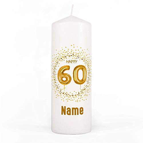Herz & Heim® personalisierte Geburtstagskerze zum runden Geburtstag mit Wunschnamen 60. Geburtstag