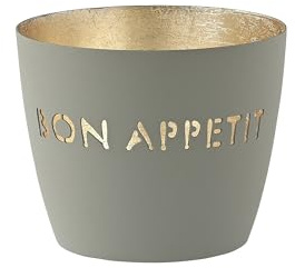 Gift Company [MM] [W] Madras, Windlicht, M, Bon Appetit, cool Gray/Gold