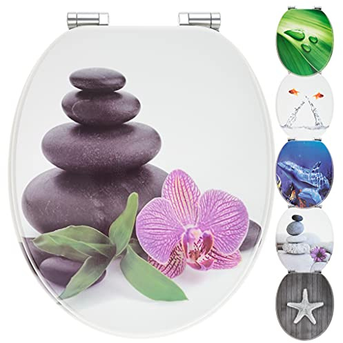 WC Sitz mit Absenkautomatik | Holzkern | stabile Softclose Scharniere | einfache Montage | glatte Oberfläche | tolle Motive zur Auswahl | Holz WC-Deckel universell passend (Wellness)