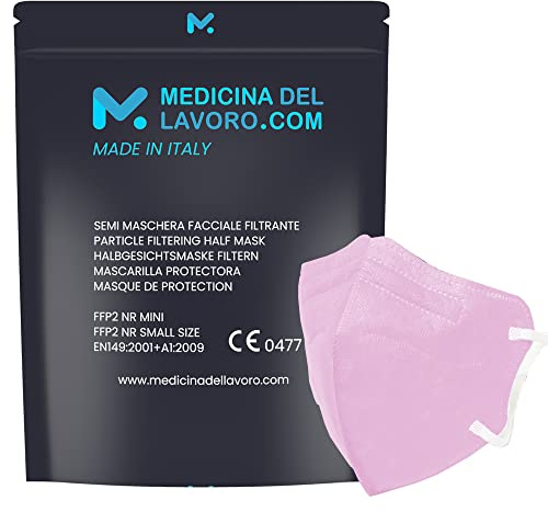 20 Mascarillas FFP2/KN95 Colores Rosa Talla Pequeña Small Homologadas Certificación CE de 4 Capas, Máscara Protectora, Mascarilla de Protección con Filtros BFE≥95| 20 Piezas - Made in Italy