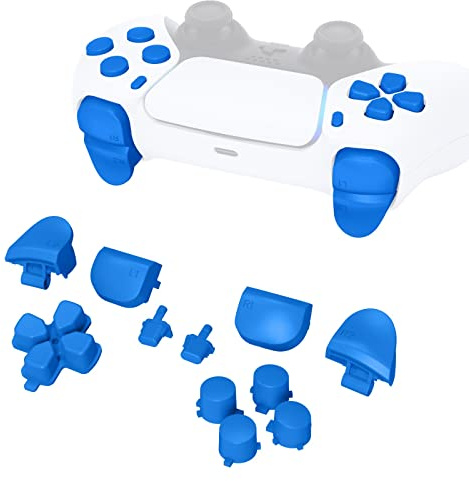 eXtremeRate Boutons Remplacement pour ps5 Manette BDM-010/020 | Kit de Boutons D-pad R1 R2 L1 L2 Triggers Share Options avec Outils pour ps5 Controller, Bleu