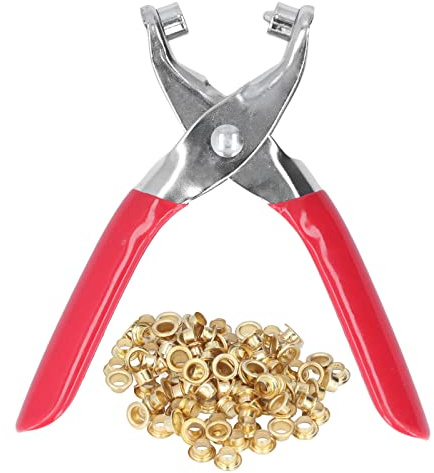 Grommet Tool Kit with 100 Pcs 4mm Eyelets, Metal Hole Punch Pliers & Setter for Leather Craft, Belts, DIY Apparel, Shoes, Canvas Projects