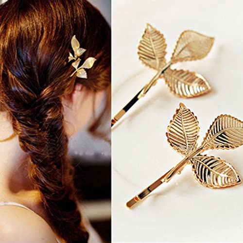 Aneneiceera Molletta Per Capelli Vintage Foglia Barrette Boho Foglia D'oro Capelli Pin Retrò Barrette Decorativo Quotidiano Indossando Morsetti Per Capelli Francese Bobby Pins Accessori Per 2pcs