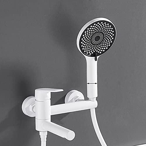 Badewannenarmatur Thermostat Einhebelmischer Dusche Heiß Und Kalt Wasserhahn Wandmontage 2 Strahlarten Handdusche Badarmatur Badewanne Mit Dusche,Weiss