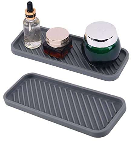 EACHPT Spülbecken Organizer Silikon Schwammhalter, 2 Stück Silikon Spülbecken Organizer 23 x 9 cm Schwammhalter KüChe, Spülmaschinenfestes, Abtropfmatte Silikon für Schwämme, Bürsten, Seife (Grau)