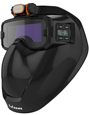 Tefuawe Auto Darkening Welding Goggles, True Color Technology, Digital LCD lens, Welding Hood with Neck Shoulder Drape, Detachable Welder Helmet for Tig Mig Stick Plasma Cut