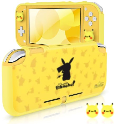 DLseego Case for Switch Lite,Protective Soft Case Cover,with Joystick Cover 2 Lightning Elf Thumb Grip Caps,Anti-Scratch and Shock Absorption,Yellow