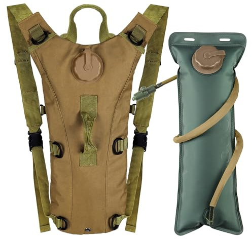 Outplea Sac à Dos Hydratation Tactique avec Poche Eau 3L, pour Homme Femme, Léger Sac Eau Running Equitation Sport Randonnée Cyclisme VTT, Kaki