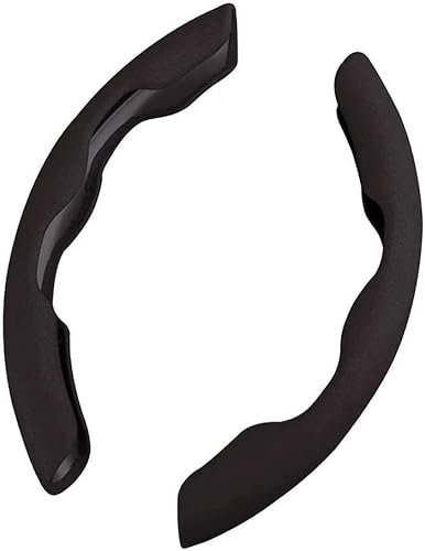 Valcla Auto Lenkradabdeckung für Mercedes Benz E Class W211 W212 W213 AM-G E53 E63, 2 Stück Universal Wildleder Segmentierter Lenkradschutz, Atmungsaktiv Anti-Rutsch Lenkradbezug Zubehör,A Black