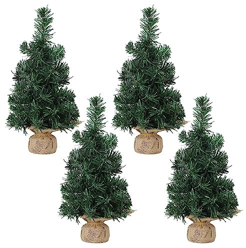 Wnvivi 4 Stück Mini-Weihnachtsbaum, 30 cm Miniatur-Kiefer, Desktop-Weihnachtsbaum, Winziger Künstlicher Weihnachtsbaum für Party-Heimdekoration(Grün)