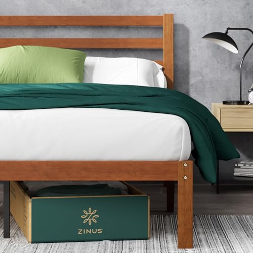 Zinus Leah Bamboo Platform Bed Frame with Headboard, No Box Spring Needed, Wood Slat Support, Easy Assembly, Full