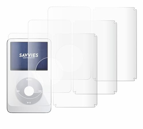 savvies (4 Pièces Full-Screen Ecran Protection pour Apple iPod Classic Video (Avant+Arrière) Full Cover Film Protection 3D Curved