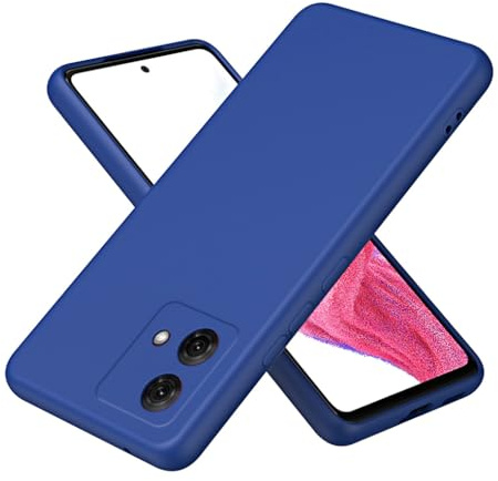SEAHAI Funda para Motorola Moto G84 5G Estuche, Carcasa de Silicona Líquida Protectora de Cuerpo Completo con Tacto Suave y Sedoso, Cubierta Antigolpes con Forro de Microfibra - Azul