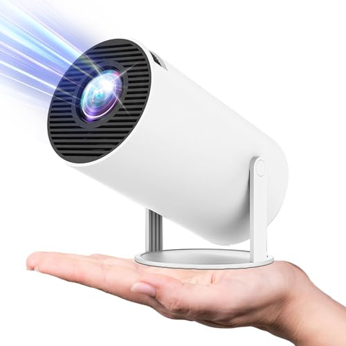 Auto Keystone Correction Mini Portable Projector - 4K/ 200 ANSI Smart Projector with WiFi 6, BT 5.0, Screen Adjustment, 180 Degree Flip, Round Design, Built-in Android OS 11.0 Home Theater Projector