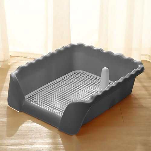 Hundetöpfchen-Tablett für den Innenbereich, Netz-Hundetoilette, Hundetrainingstoilette, Hundetöpfchenzaun, mit Abnehmbarem Pfosten (Color : Grey, Size : L)