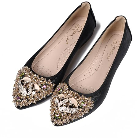 Rojeam Ballerine Classiche Donna Scarpe Ballerine Pieghevoli Scarpe da Mettere Suola Morbida Nero 44 EU