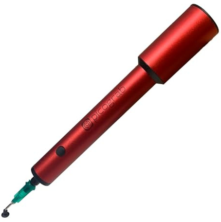 Lápiz de vacío ESD recargable para colocación de componentes IC y retrabajo de chips SMD, con 3 ventosas, 6 boquillas intercambiables, cuerpo de aluminio, puerto USB-C y hasta 10 horas de batería.