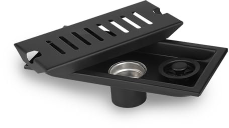 LALAGO Rettangolo Pavimento Scarico, 20x10cm Filtro Doccia, Filtro Scarico Doccia, Scarico Odor Lock Pavimento Antiodore, Scarico doccia con dispositivo deodorante e filtro per capelli (Medio)