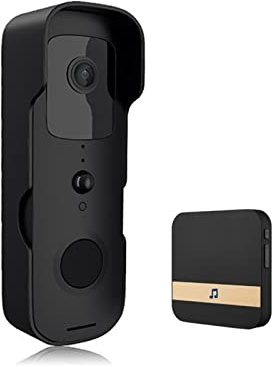QZCX Wireless Video Doorbell, Tuya Smart Video Doorbell IP Camera Outdoor Wireless Doorbell Intercom Smart Home Security Protection Camera(Nero,With bell)