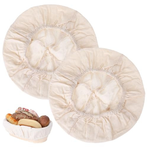 2 Pcs Round Bread Proofing Basket Cloth Liner, Banneton Basket Liner Baking Dough Basket Cover Natural Rattan Banneton Proofing Cloth Bread Baking Supplies for Bakery Home Baking, about 10 inch