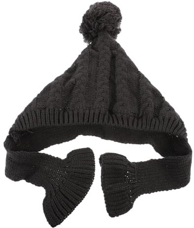 TOGEVAL Strickmütze Für Hunde Mit Schal Verstellbare Warme Hundekappe Aus Weichem Material Für Winter Haustier-Kopfschmuck